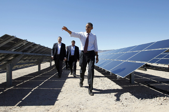 U.S. President Barack Obama visits the Copper Mountain Solar Project in Boulder City