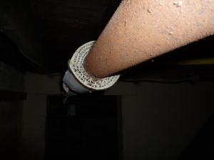 End view of asbestos pipe insulation
